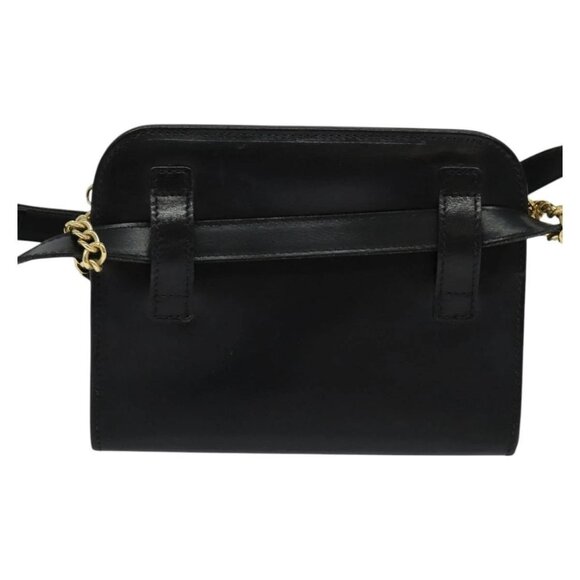 Salvatore Ferragamo Gancini Chain Bag Leather 2way Black Gold Silver Auth hk2202 - Picture 13 of 16